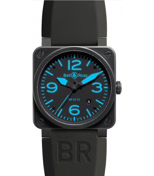Bell & Ross Aviation Carbon Blue MensLimited Edition  Watch Replica BR 03-92 CARBON Blue